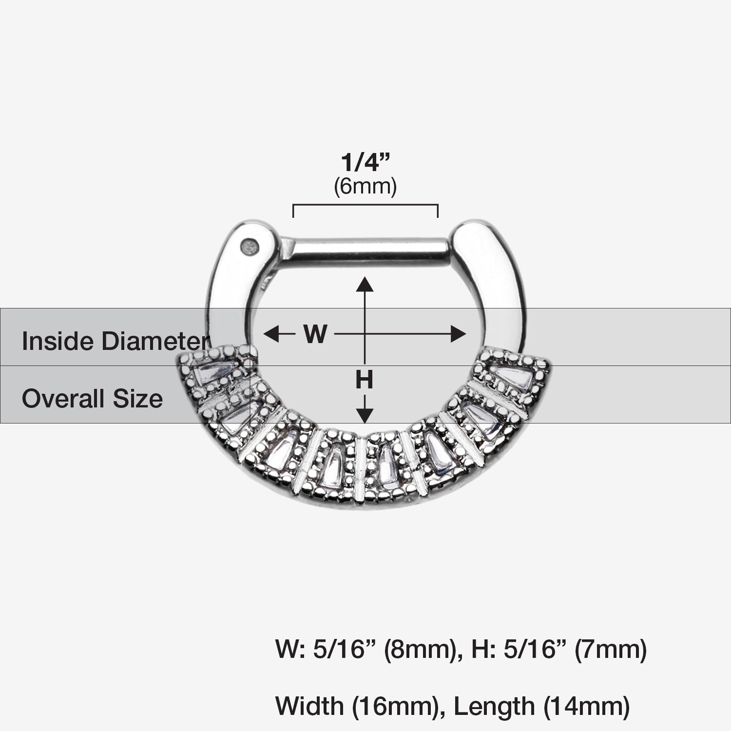 Detail View 1 of Sabre Arc Septum Clicker-Clear Gem
