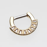 Detail View 2 of Golden Sabre Arc Septum Clicker-Clear Gem