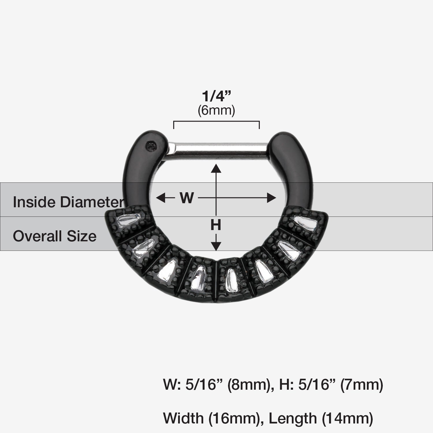 Detail View 1 of Colorline Sabre Arc Septum Clicker-Black/Clear