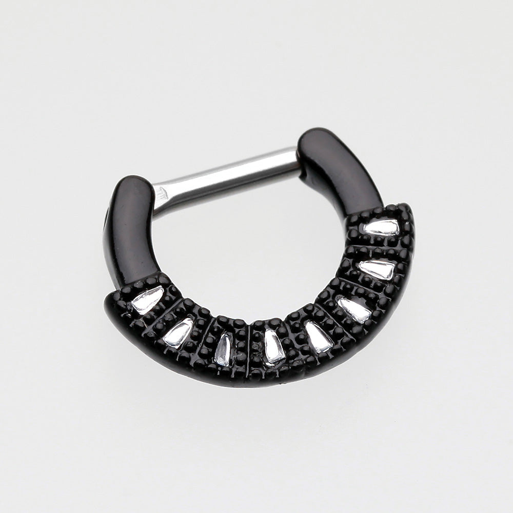 Detail View 2 of Colorline Sabre Arc Septum Clicker-Black/Clear