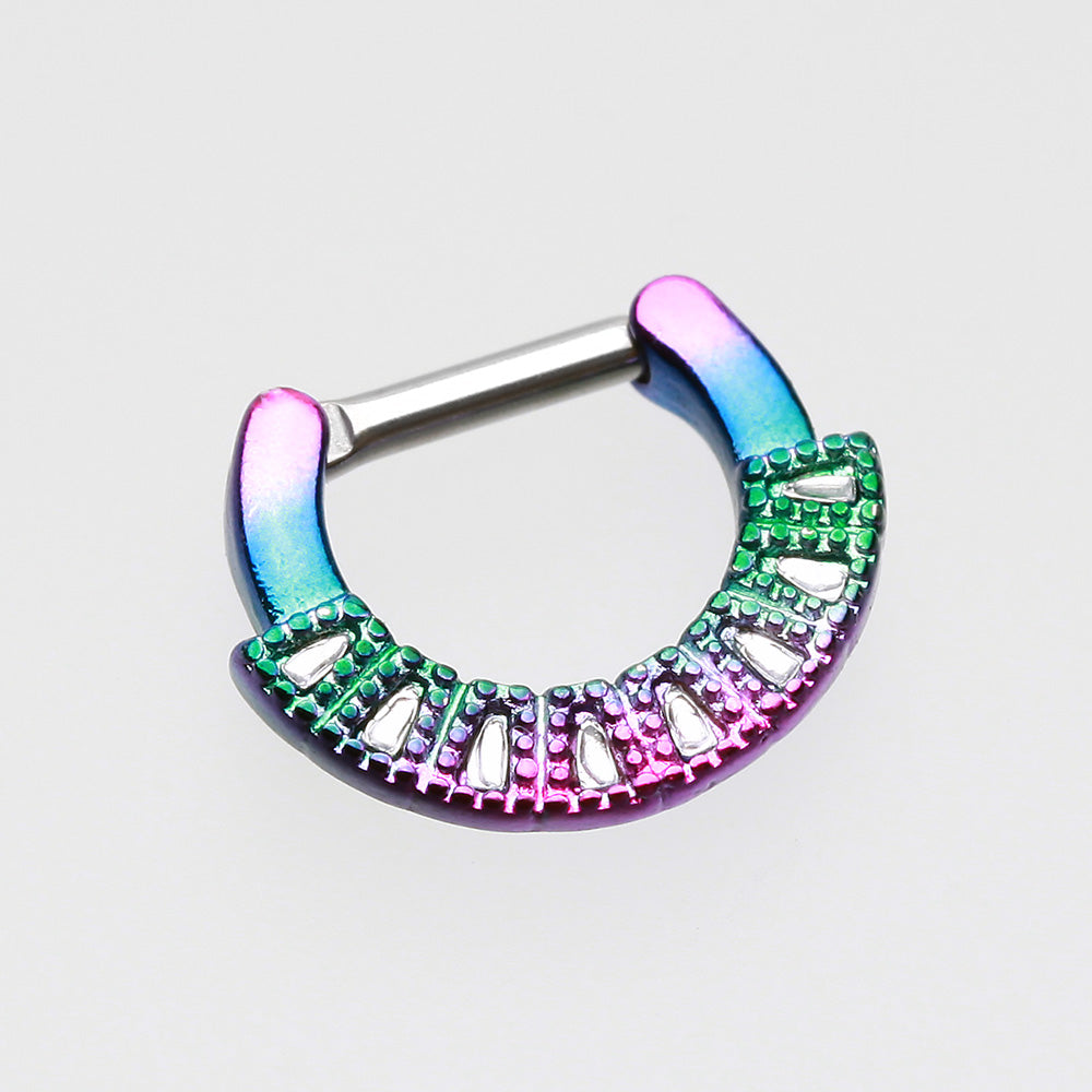 Detail View 2 of Colorline Sabre Arc Septum Clicker-Rainbow/Clear