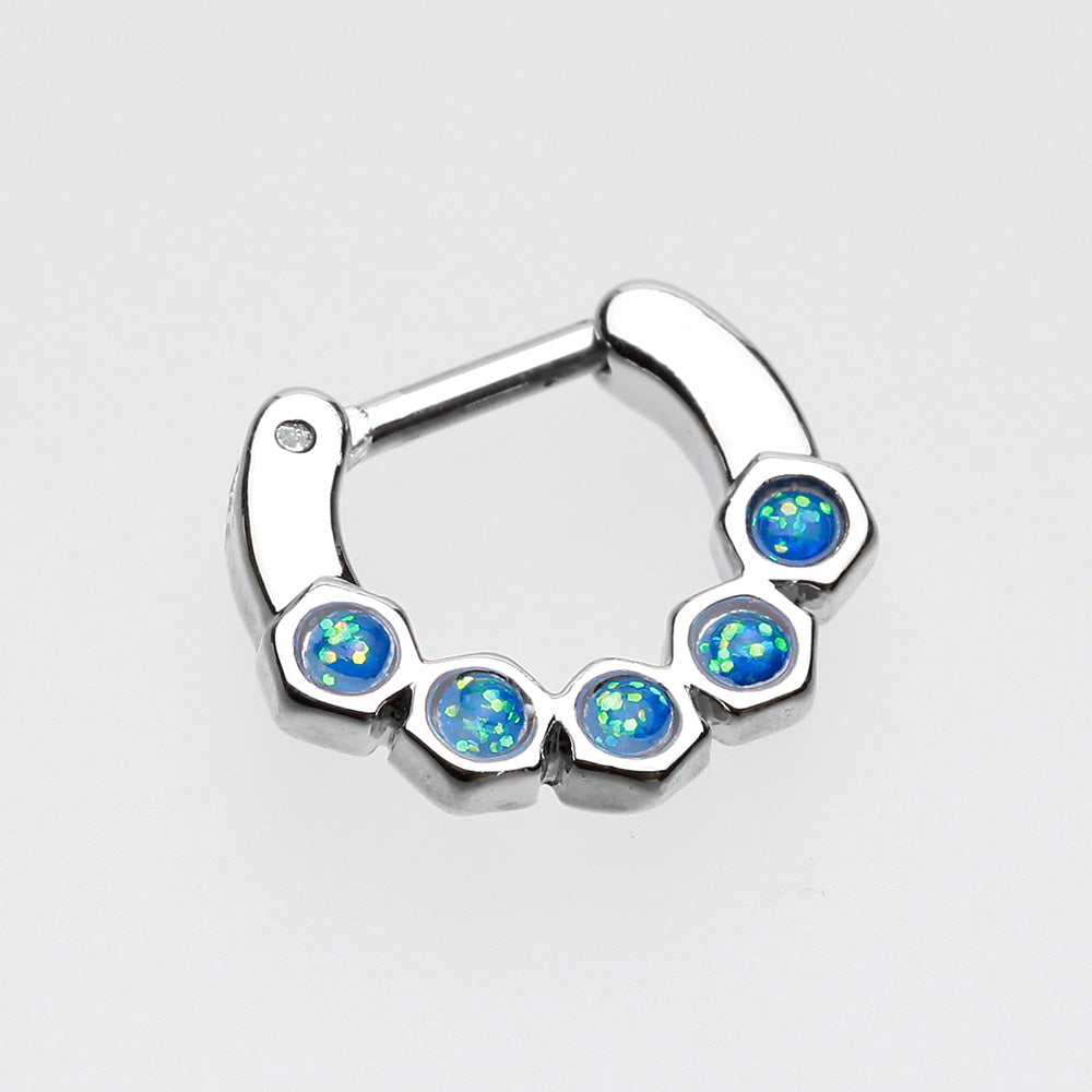 Detail View 2 of Opal Hexa Gemina Septum Clicker-Light Blue
