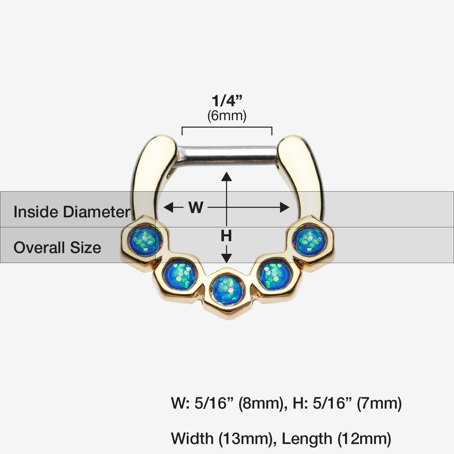 Detail View 1 of Golden Opal Hexa Gemina Septum Clicker-Light Blue