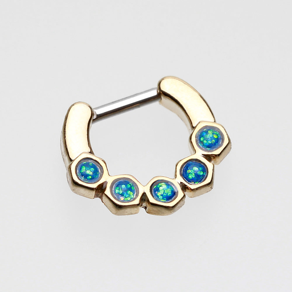 Detail View 2 of Golden Opal Hexa Gemina Septum Clicker-Light Blue