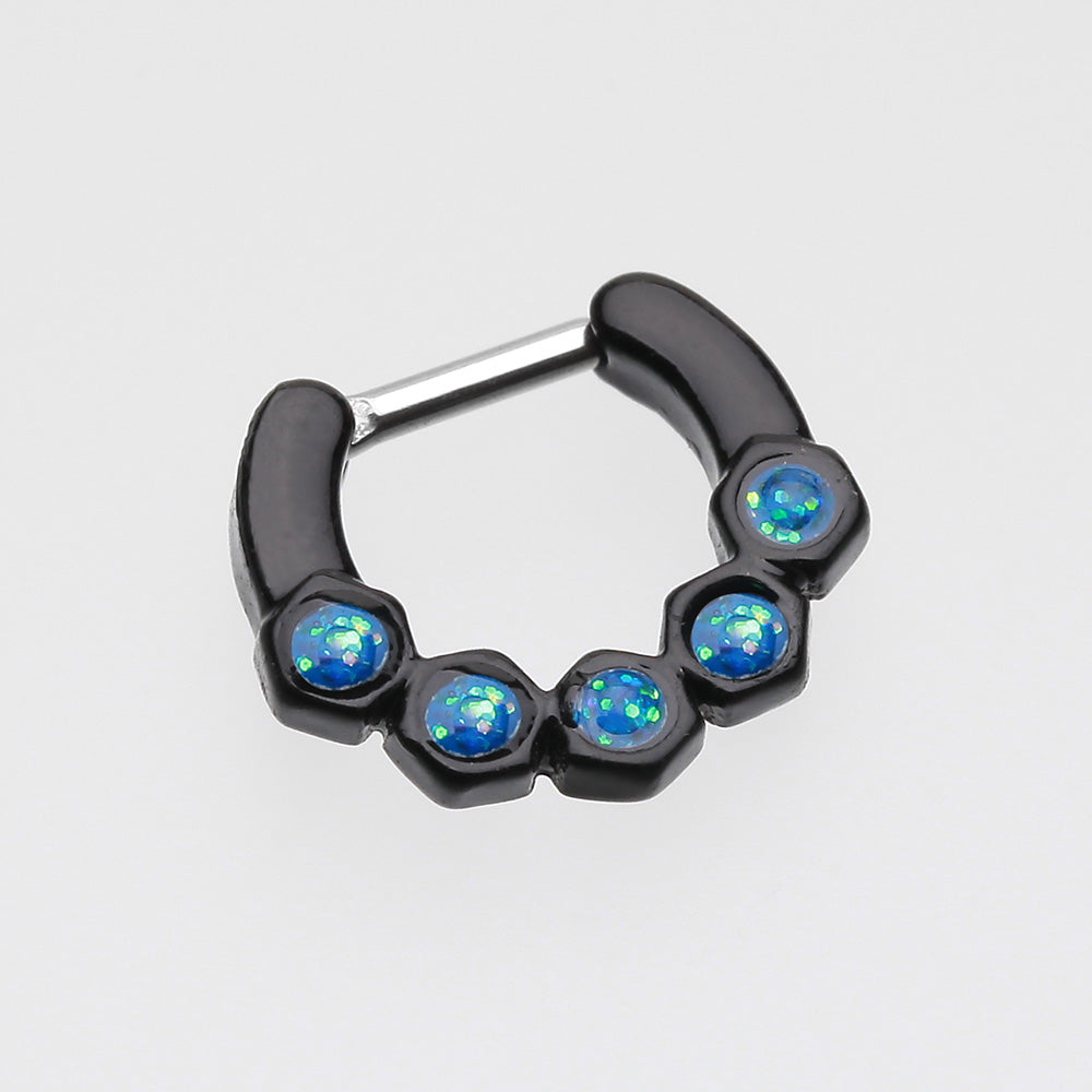 Detail View 2 of Colorline Opal Hexa Gemina Septum Clicker-Black/Light Blue