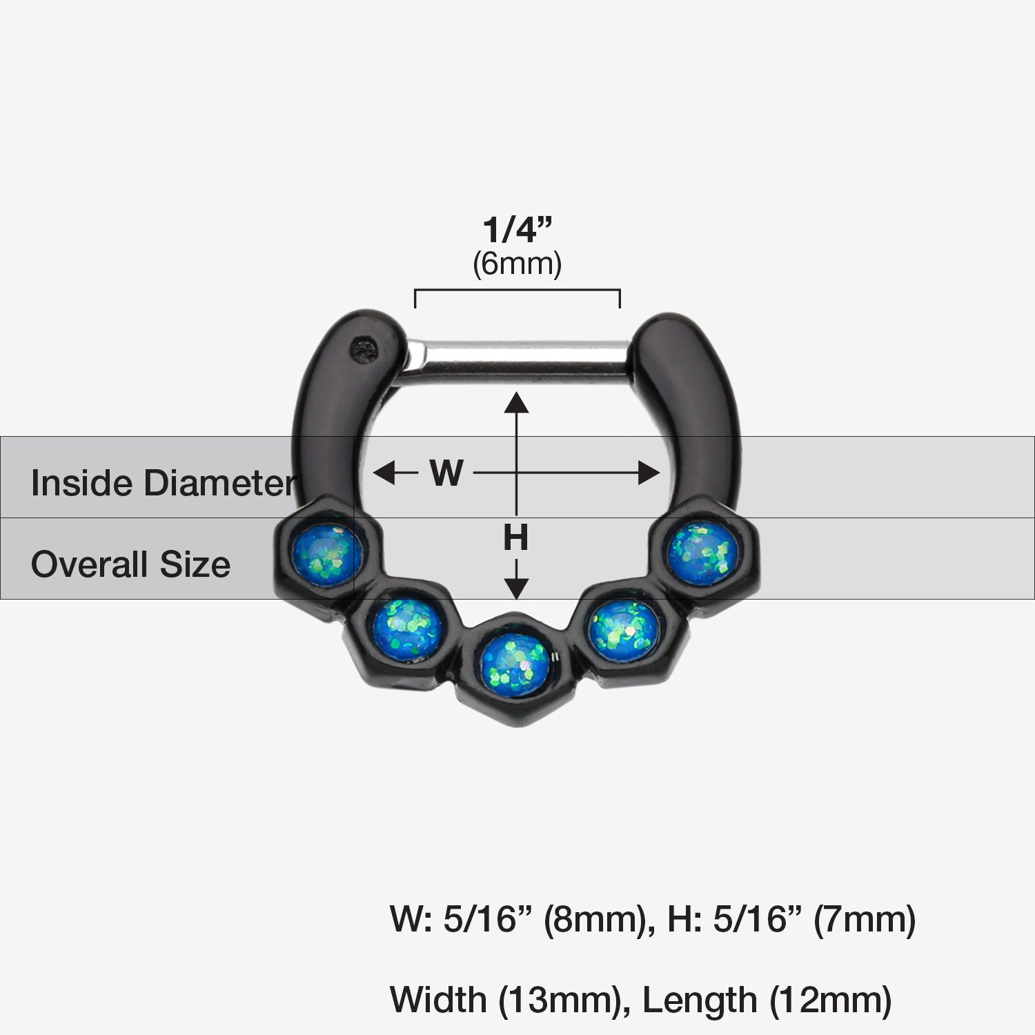 Detail View 1 of Colorline Opal Hexa Gemina Septum Clicker-Black/Light Blue
