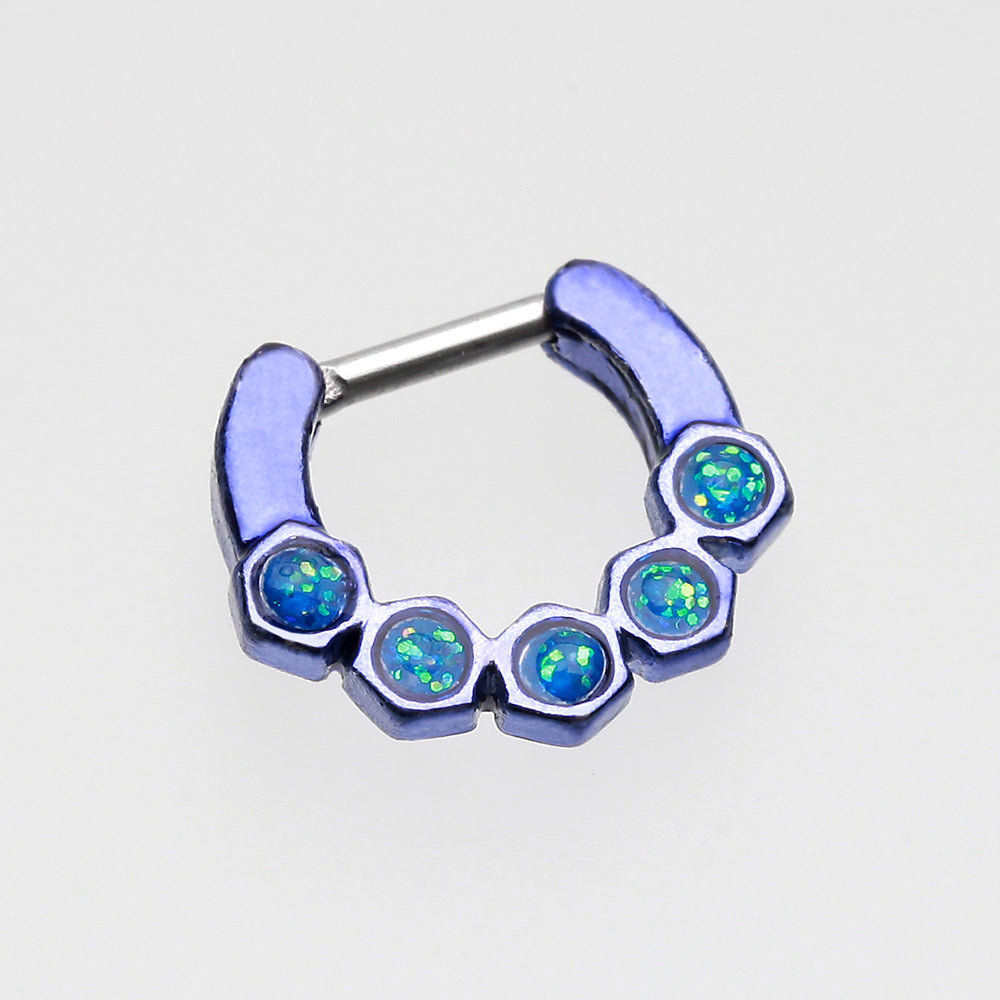 Detail View 2 of Colorline Opal Hexa Gemina Septum Clicker-Purple/Light Blue