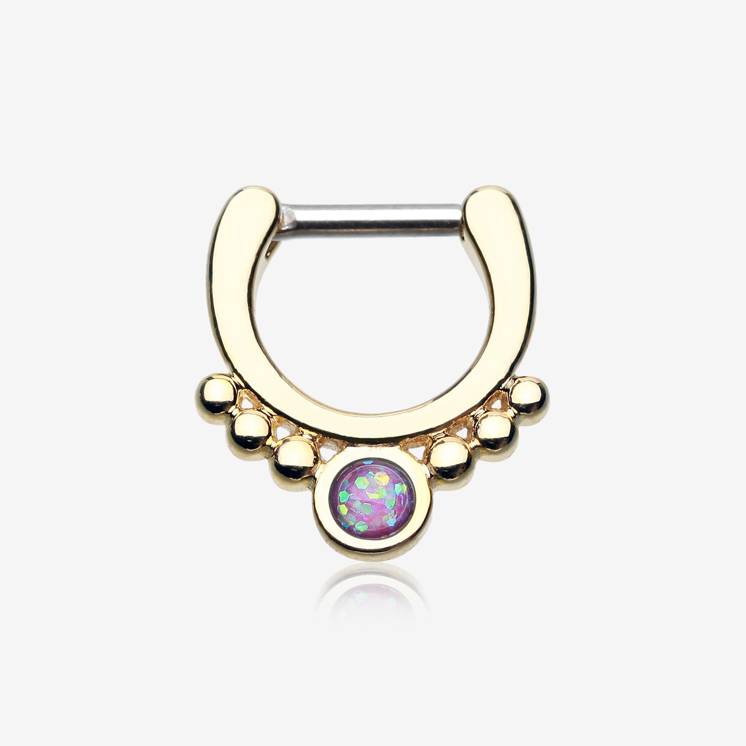 Golden Opal Grandiose Septum Clicker-Purple