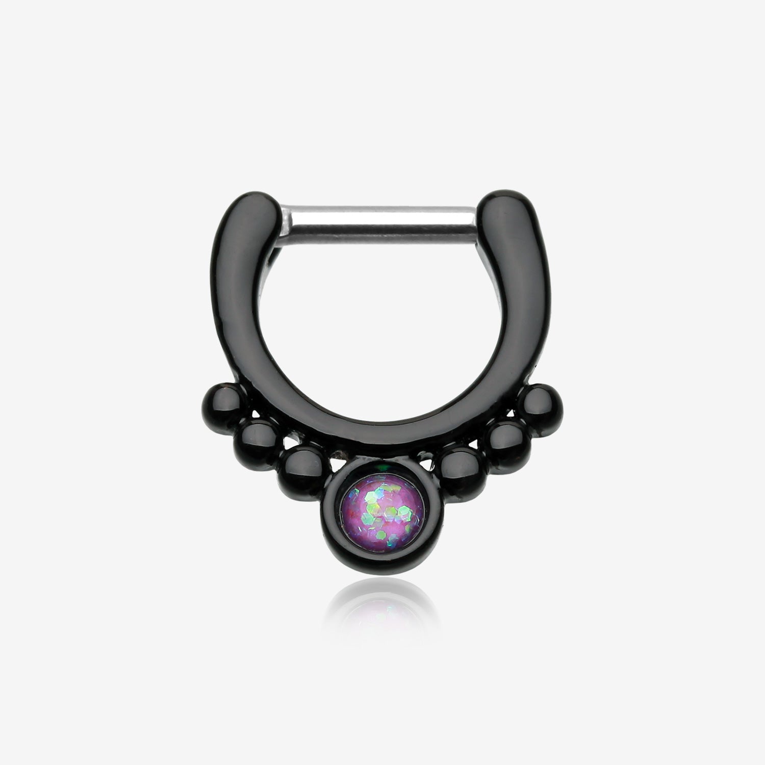 Colorline Opal Grandiose Septum Clicker-Black/Purple