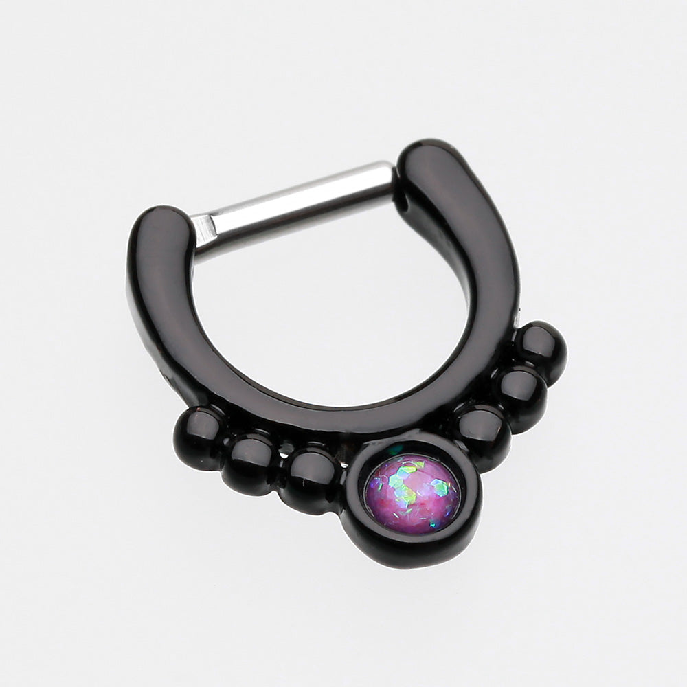 Detail View 2 of Colorline Opal Grandiose Septum Clicker-Black/Purple