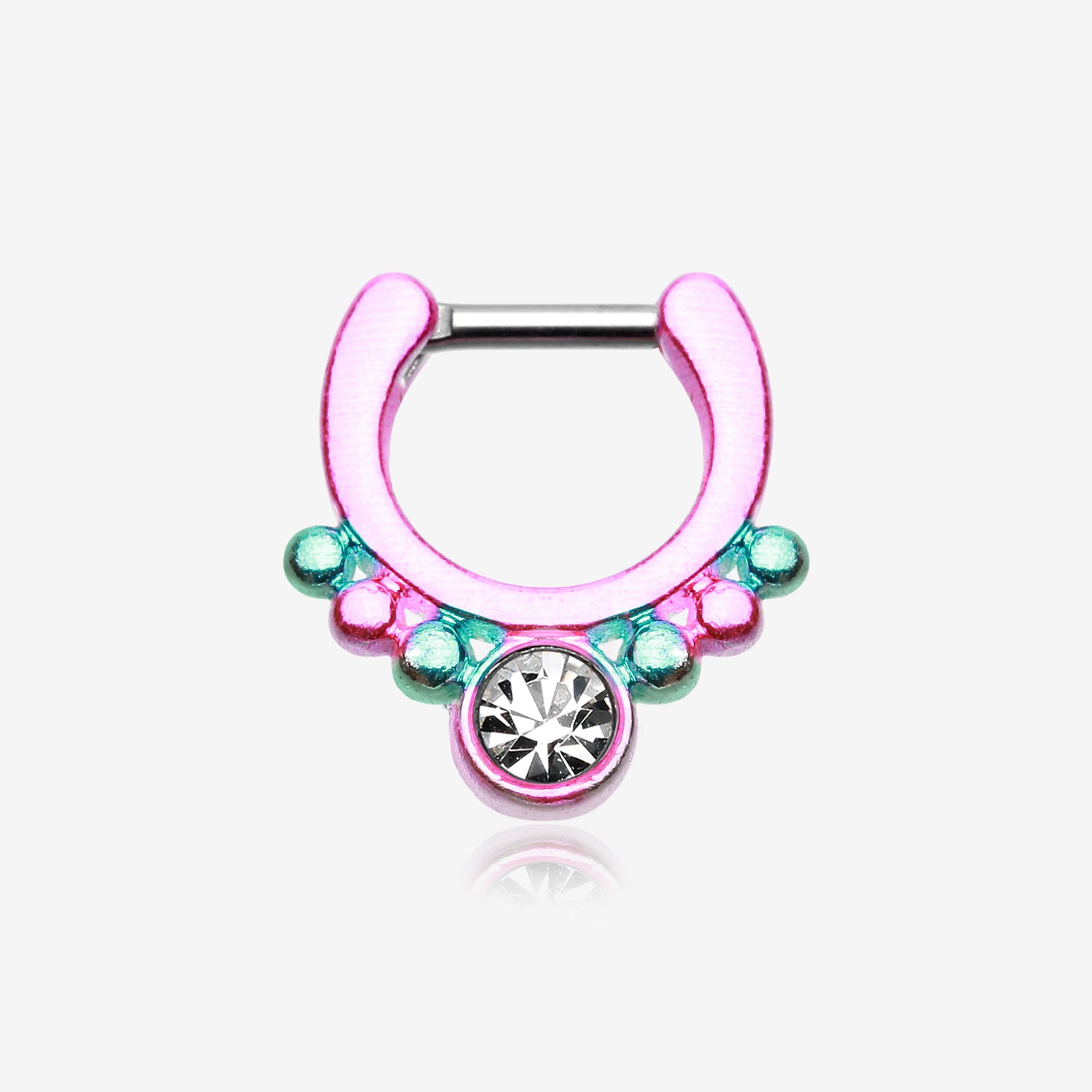 Colorline Gem Grandiose Septum Clicker-Pink/Clear