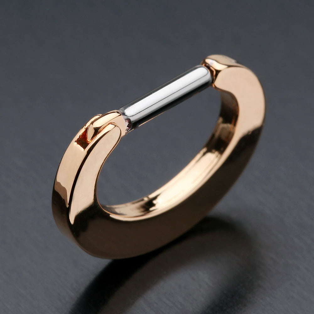 Detail View 4 of Rose Gold Basic Steel Loop Septum Clicker-Rose Gold