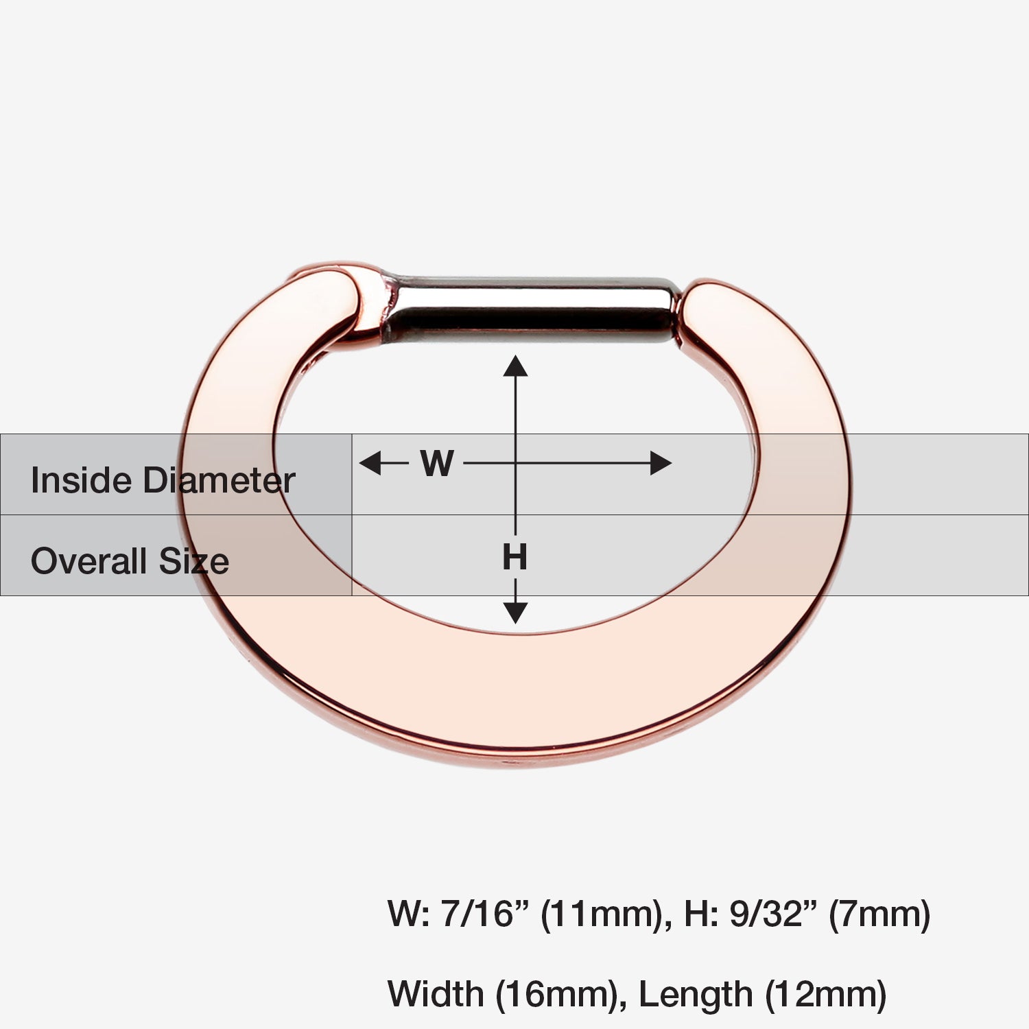 Detail View 1 of Rose Gold Basic Steel Loop Septum Clicker-Rose Gold