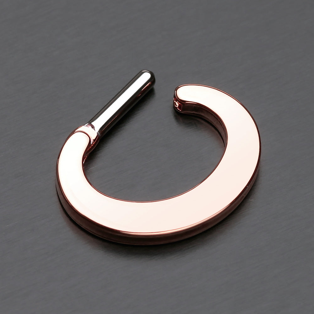 Detail View 3 of Rose Gold Basic Steel Loop Septum Clicker-Rose Gold
