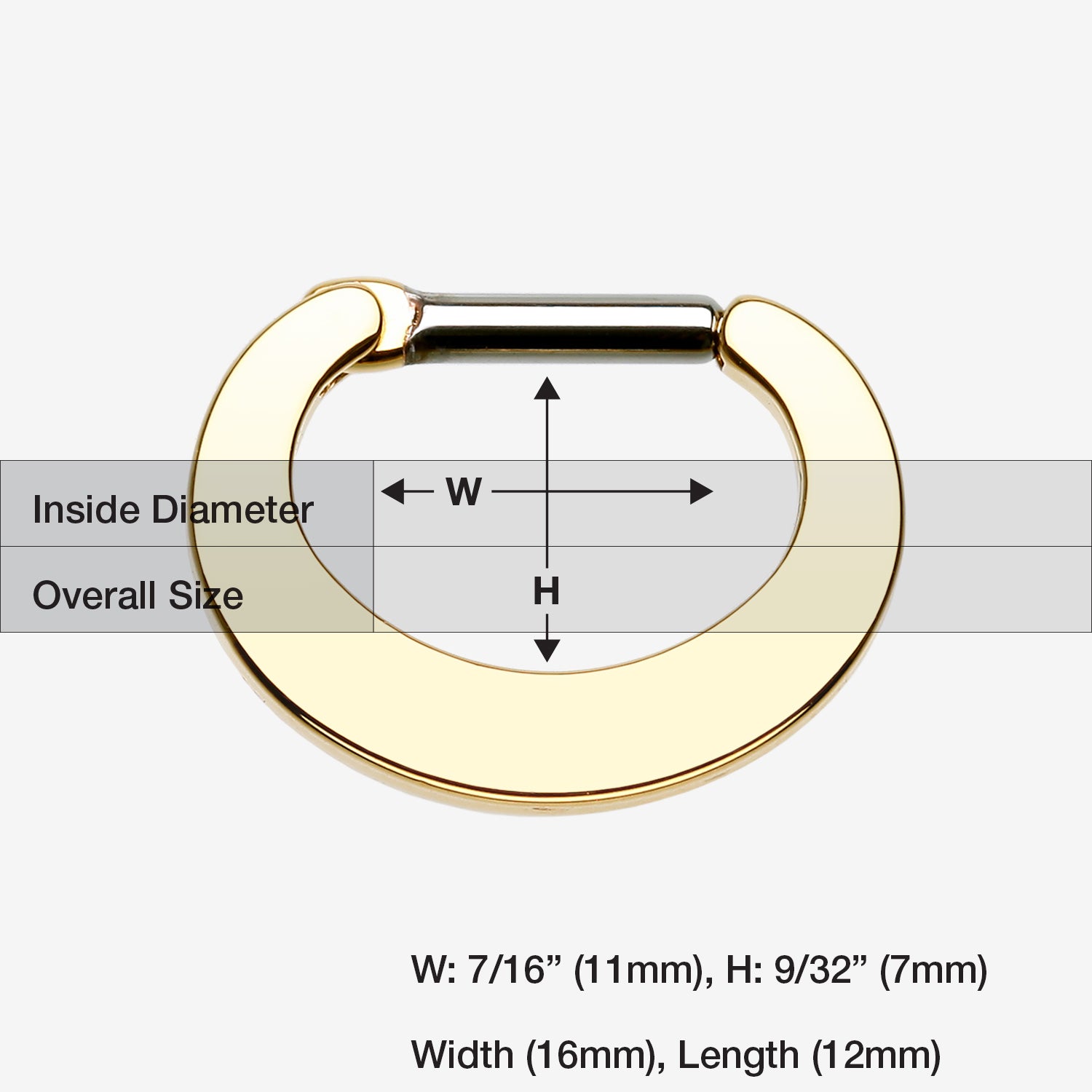 Detail View 1 of Golden Basic Steel Loop Septum Clicker-Gold