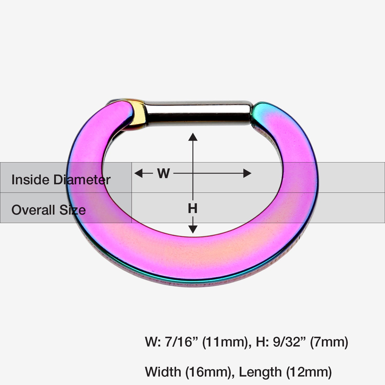 Detail View 1 of Colorline Basic Steel Loop Septum Clicker-Rainbow