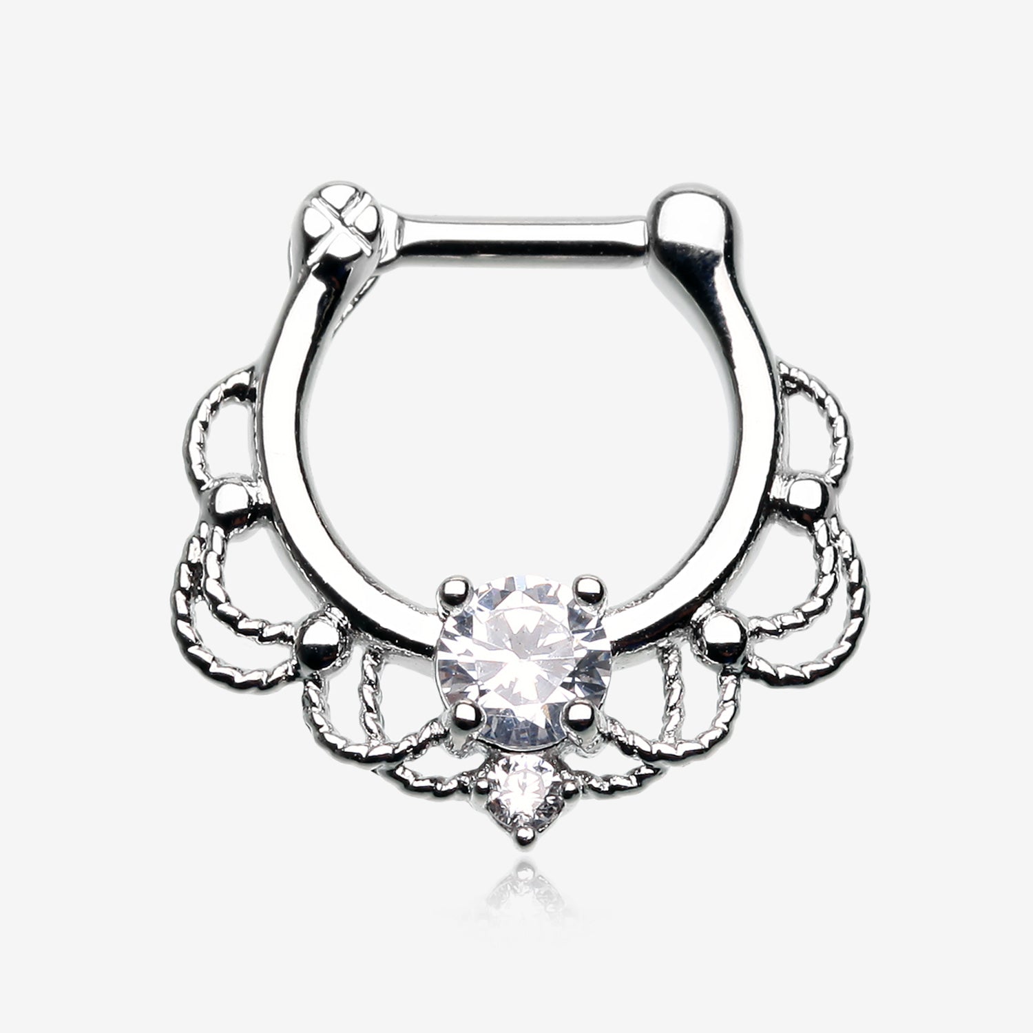 Turan Sparkle Septum Clicker Ring-Clear Gem