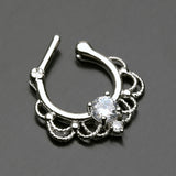 Detail View 3 of Turan Sparkle Septum Clicker Ring-Clear Gem