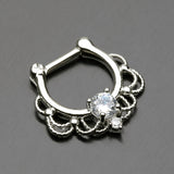 Detail View 2 of Turan Sparkle Septum Clicker Ring-Clear Gem