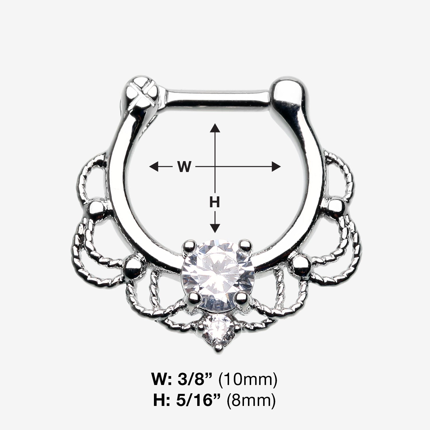 Detail View 1 of Turan Sparkle Septum Clicker Ring-Clear Gem