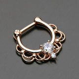 Detail View 2 of Rose Gold Turan Sparkle Septum Clicker Ring-Clear Gem