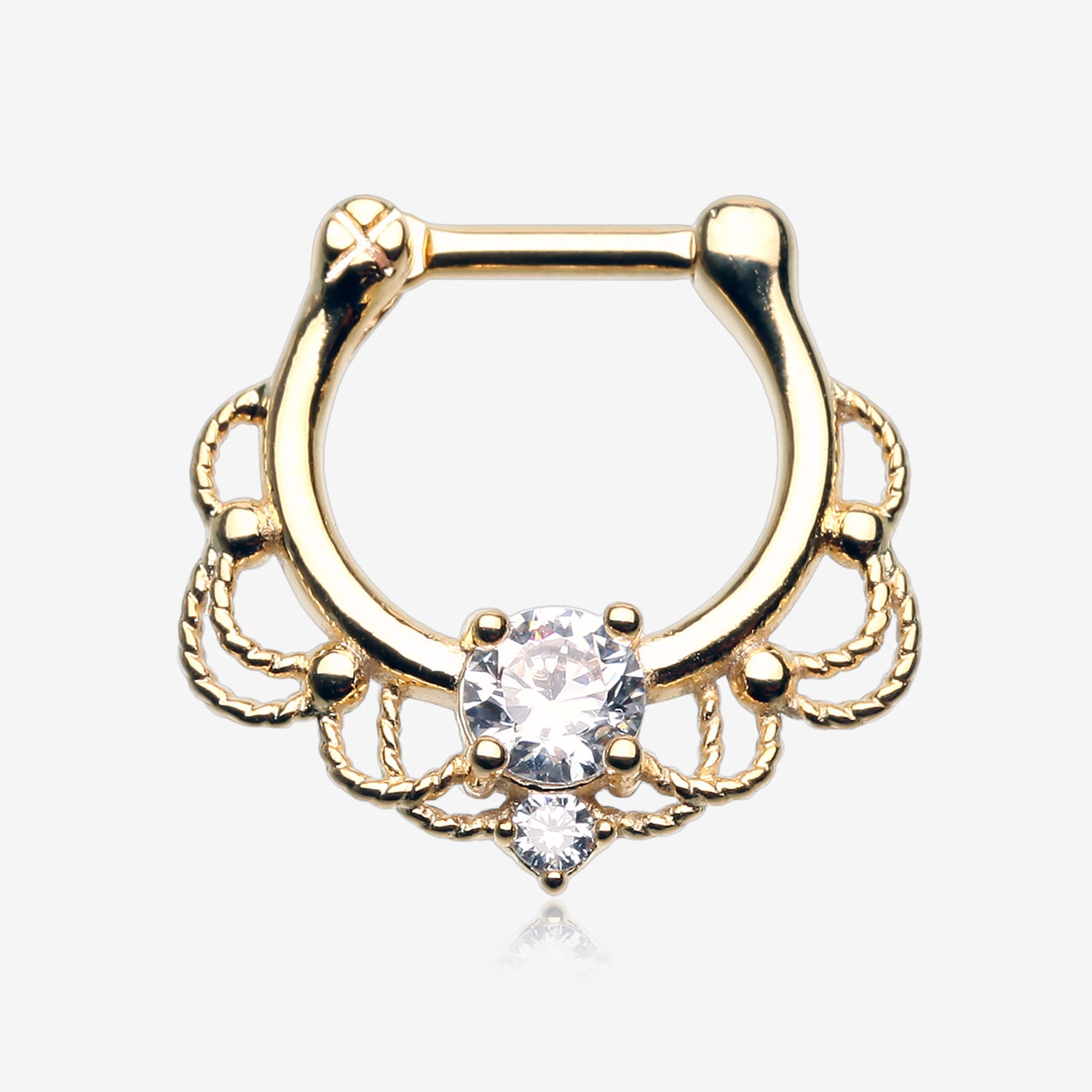 Golden Turan Sparkle Septum Clicker Ring-Clear Gem