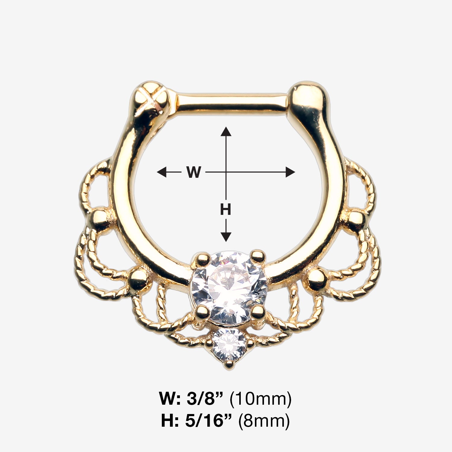 Detail View 1 of Golden Turan Sparkle Septum Clicker Ring-Clear Gem