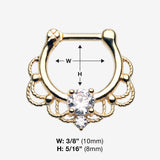 Detail View 1 of Golden Turan Sparkle Septum Clicker Ring-Clear Gem