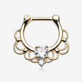 Golden Turan Sparkle Septum Clicker Ring-Clear Gem