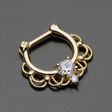 Detail View 2 of Golden Turan Sparkle Septum Clicker Ring-Clear Gem