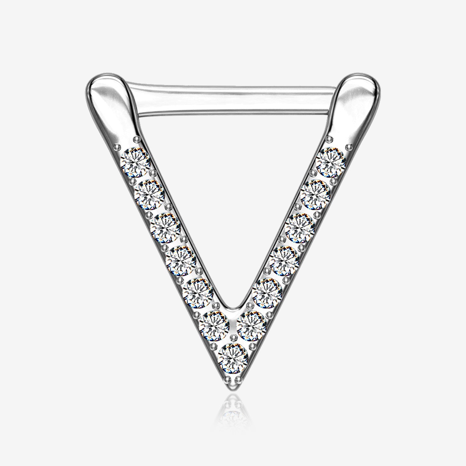 Urban Chevron Arrow Geometric Triangle Multi-Gem Clicker Hoop Ring-Clear Gem