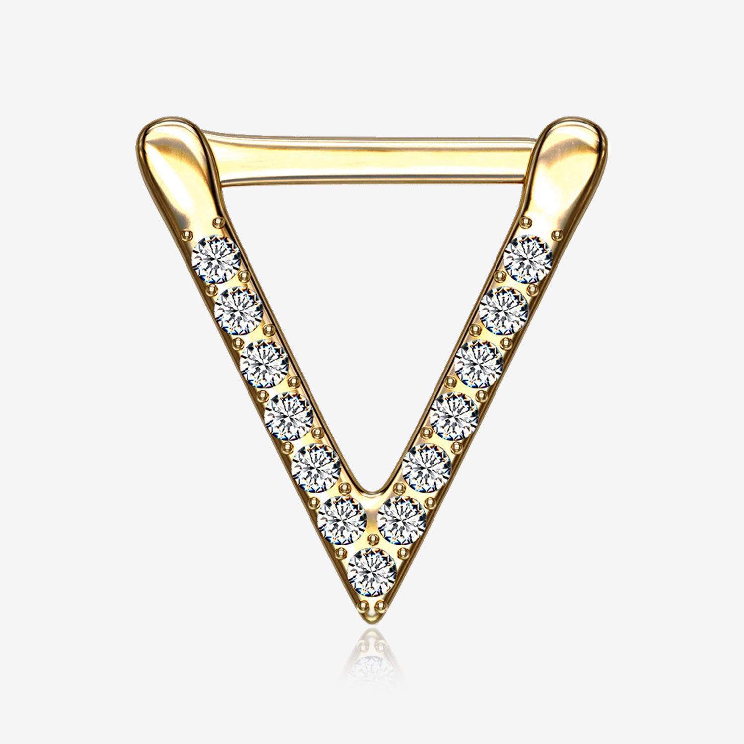 Golden Urban Chevron Arrow Geometric Triangle Multi-Gem Clicker Hoop Ring-Clear Gem