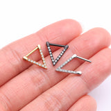 Detail View 2 of Golden Urban Chevron Arrow Geometric Triangle Multi-Gem Clicker Hoop Ring-Clear Gem