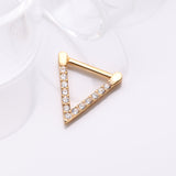Detail View 1 of Golden Urban Chevron Arrow Geometric Triangle Multi-Gem Clicker Hoop Ring-Clear Gem