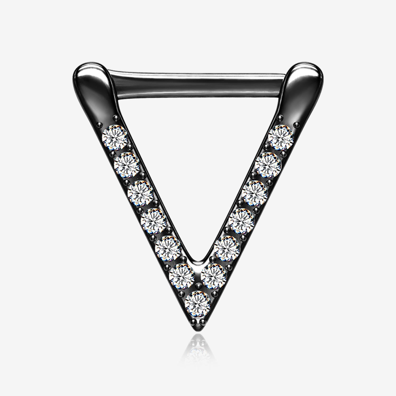 Blackline Urban Chevron Arrow Geometric Triangle Multi-Gem Clicker Hoop Ring-Clear Gem