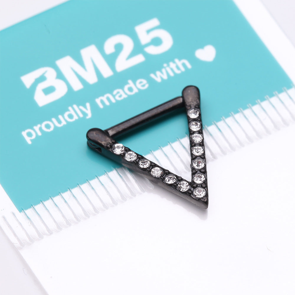Detail View 3 of Blackline Urban Chevron Arrow Geometric Triangle Multi-Gem Clicker Hoop Ring-Clear Gem