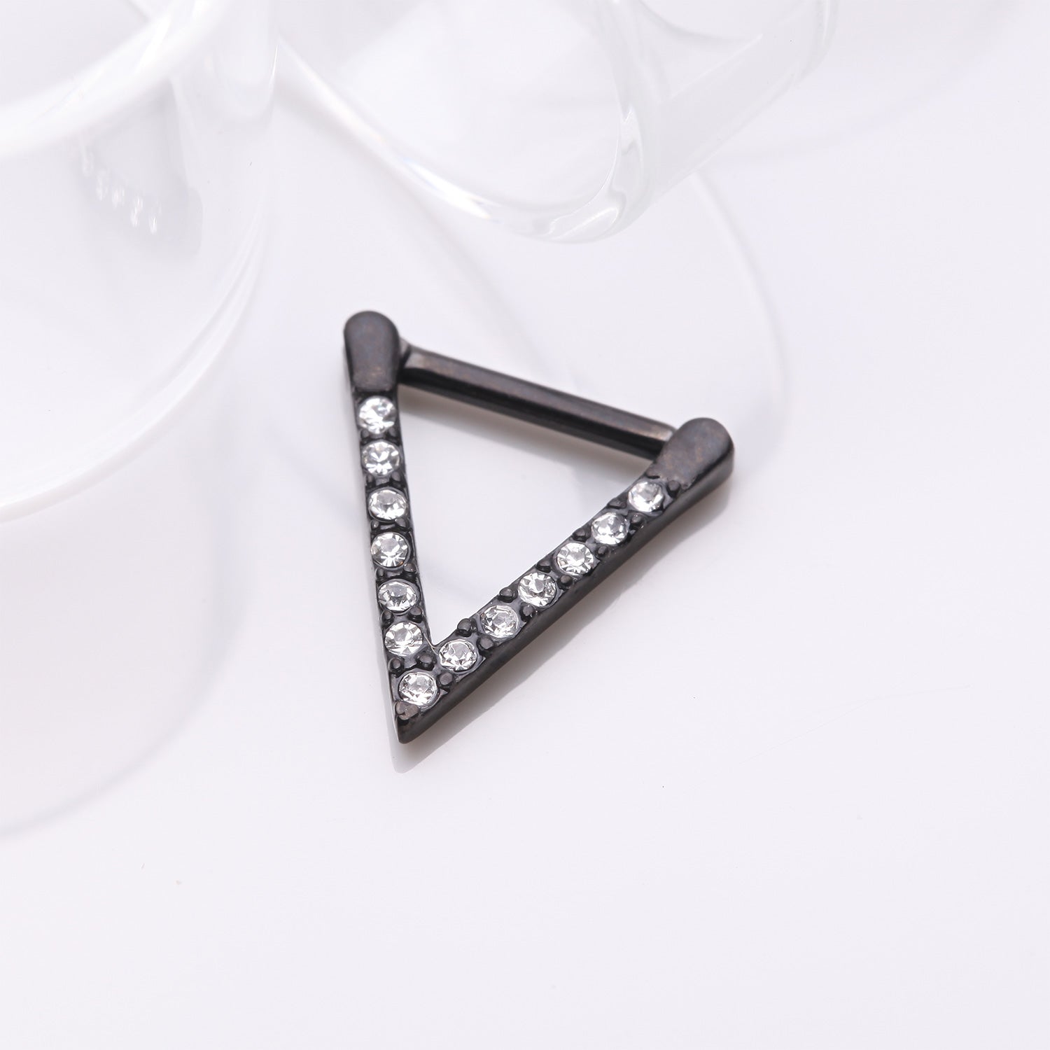 Detail View 1 of Blackline Urban Chevron Arrow Geometric Triangle Multi-Gem Clicker Hoop Ring-Clear Gem