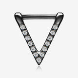 Blackline Urban Chevron Arrow Geometric Triangle Multi-Gem Clicker Hoop Ring-Clear Gem