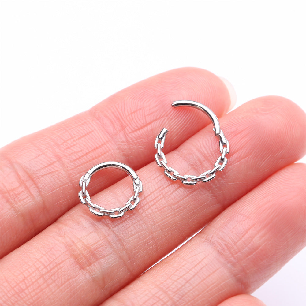 Detail View 2 of Classic Chain Link Clicker Hoop Ring