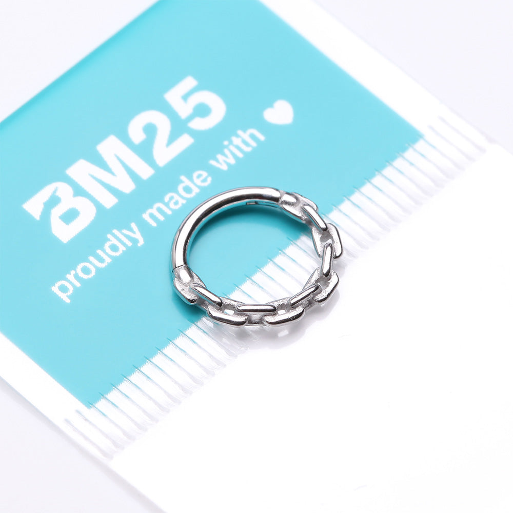 Detail View 3 of Classic Chain Link Clicker Hoop Ring