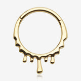 Golden Dripping Ooze Clicker Hoop Ring