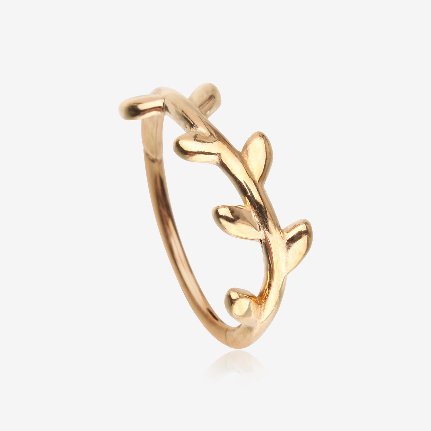Golden Adorable Leaflet Wreath Steel Clicker Hoop Ring