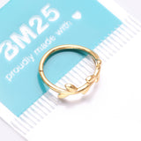 Detail View 4 of Golden Adorable Leaflet Wreath Steel Clicker Hoop Ring