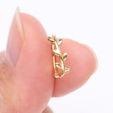 Detail View 2 of Golden Adorable Leaflet Wreath Steel Clicker Hoop Ring