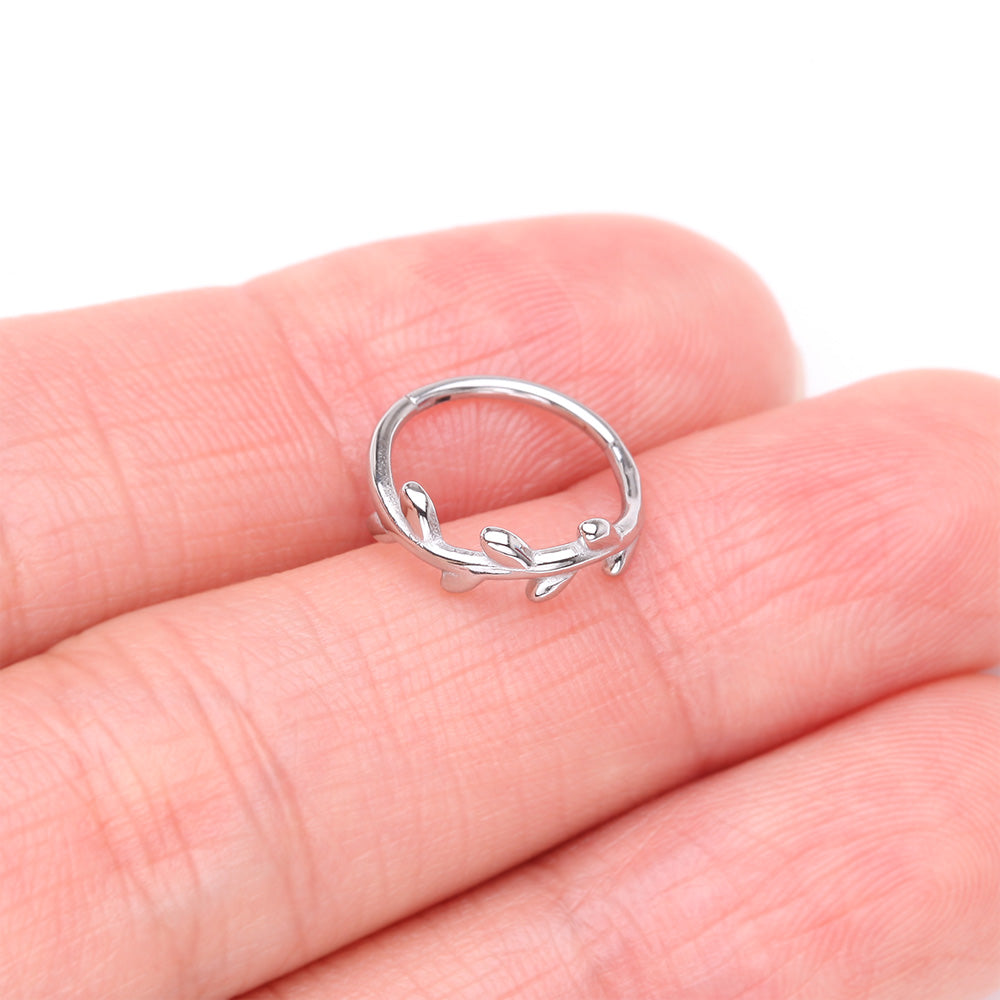 Detail View 2 of Adorable Leaflet Wreath Steel Clicker Hoop Ring
