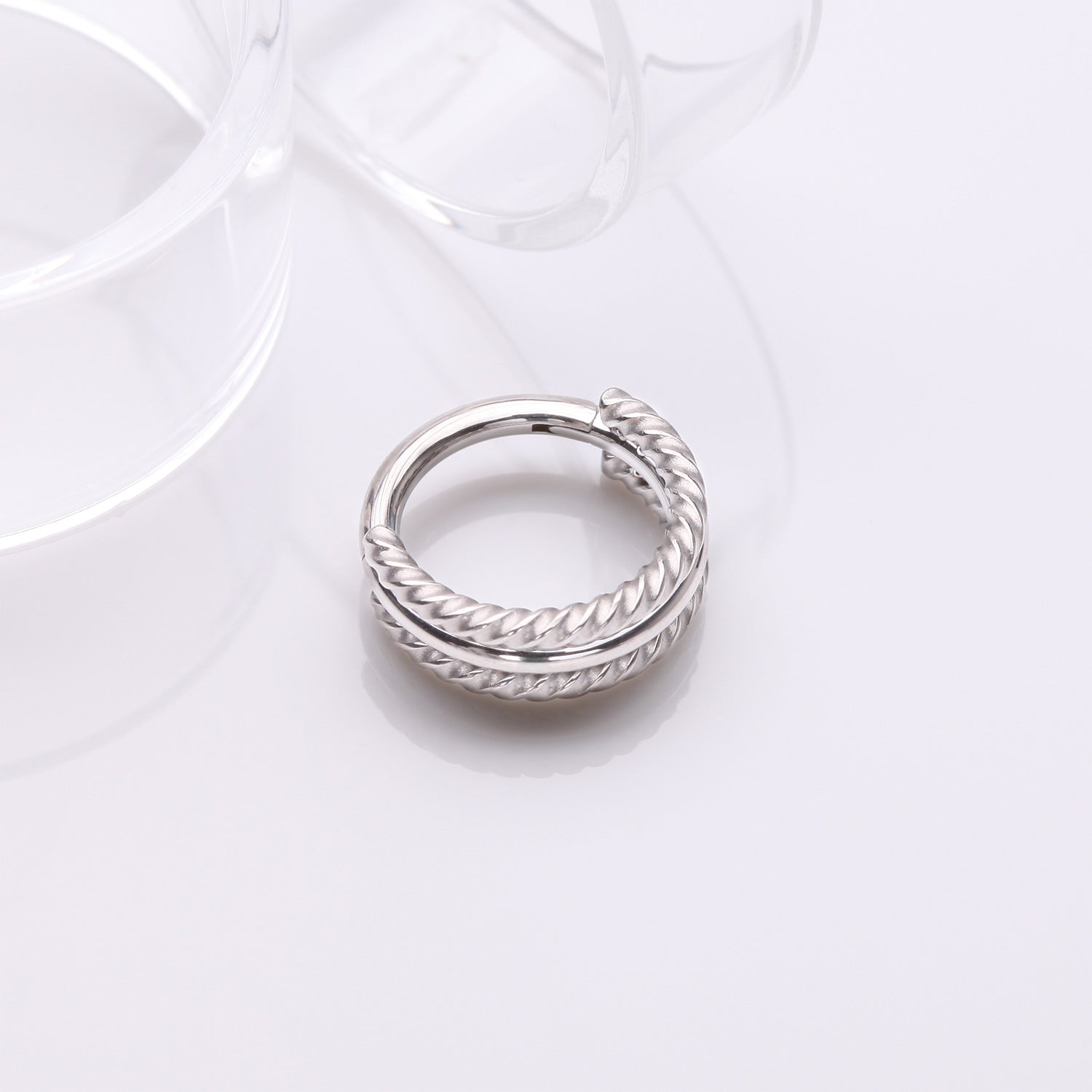 Detail View 1 of Double Rope Design Steel Clicker Hoop Ring