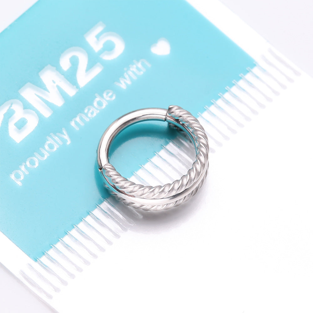 Detail View 4 of Double Rope Design Steel Clicker Hoop Ring