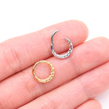 Detail View 3 of Golden Classic Hammered Texture Steel Clicker Hoop Ring