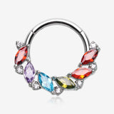 Brilliant Sparkle Marquise Weave Wreath Clicker Hoop Ring