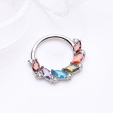 Detail View 2 of Brilliant Sparkle Marquise Weave Wreath Clicker Hoop Ring-Multi-Color